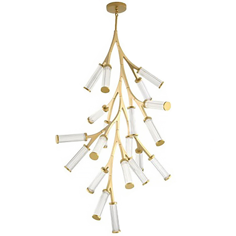 Люстра Cylinder Branches Chandelier Gold Vertical 20 Золотой Прозрачный в Самаре | Loft Concept 