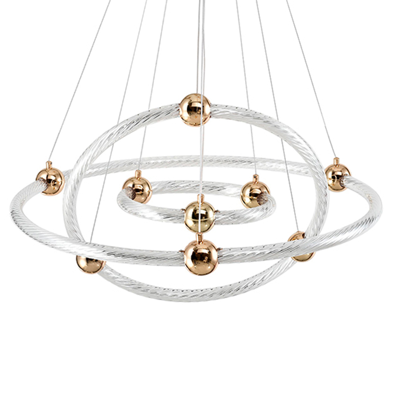 Люстра подвесная светодиодная в виде 3-х колец Lighting Rings Gold Золотой Белый Люстра подвесная светодиодная в виде 3-х колец Lighting Rings Gold Золотой Белый в Самаре | Loft Concept
