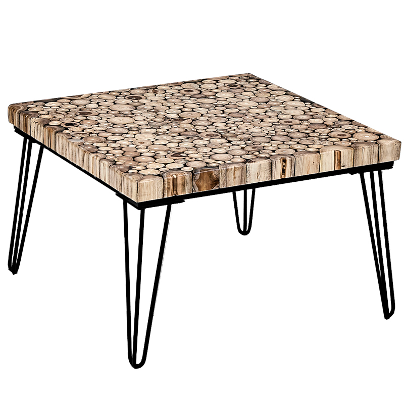 Кофейный стол Tree Cuts square coffee table Коричневый Черный в Самаре | Loft Concept 