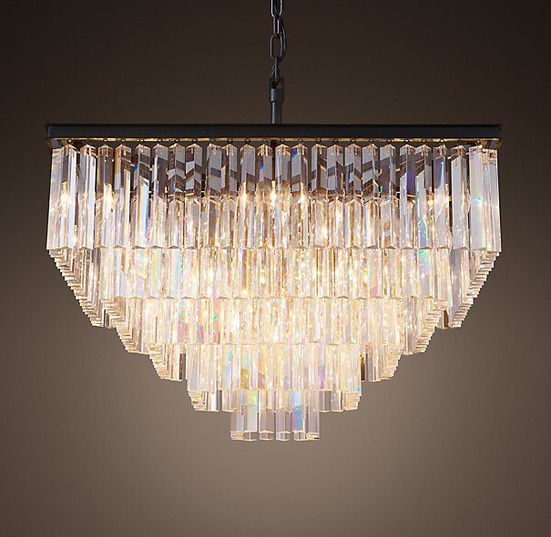 Люстра RH 1920s Odeon Clear Glass Fringe Chandelier - 5 square Черный в Самаре | Loft Concept 