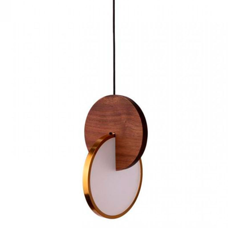 Подвесной светильник Eclipse Pendant Light Wood Золотой Белый Дерево Табак в Самаре | Loft Concept 