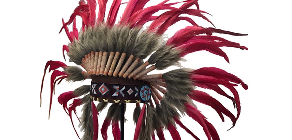 War bonnet Индейский венец из перьев красный War bonnet Индейский венец из перьев красный - Loft-Concept в Самаре