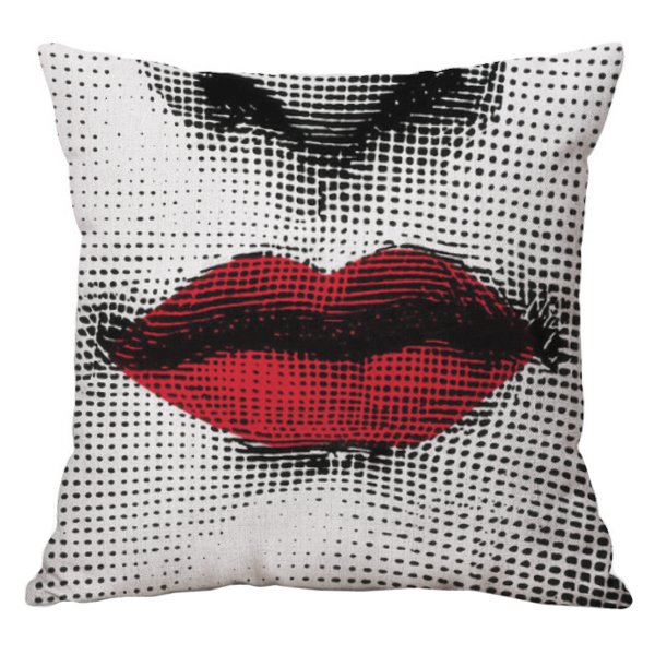 Декоративная подушка Fornasetti lips red Красный (Red) в Самаре | Loft Concept 