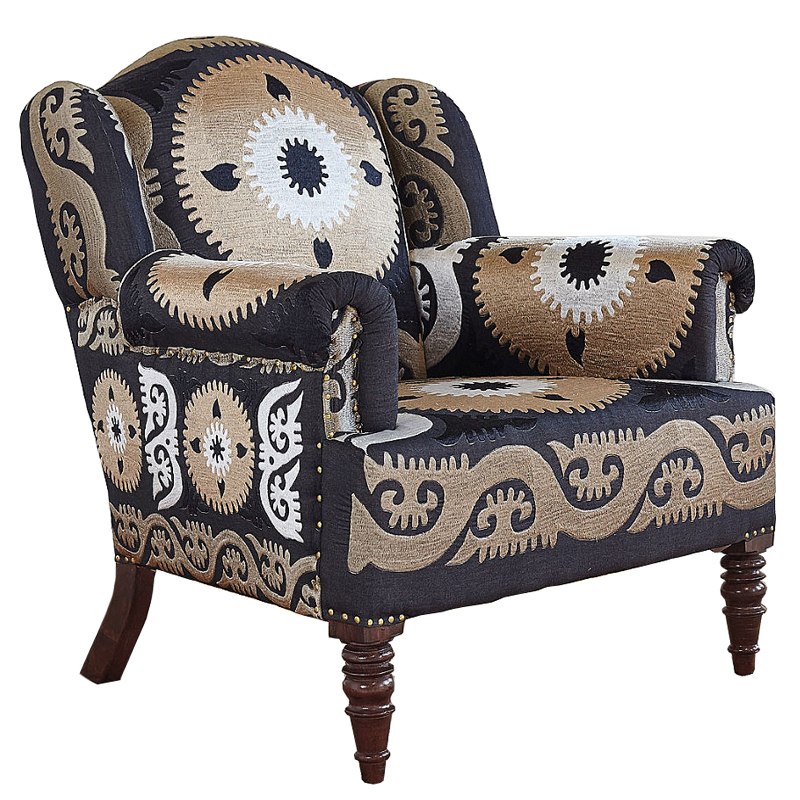 Armchair Mandala Beige Ornament Бежевый Черный в Самаре | Loft Concept 