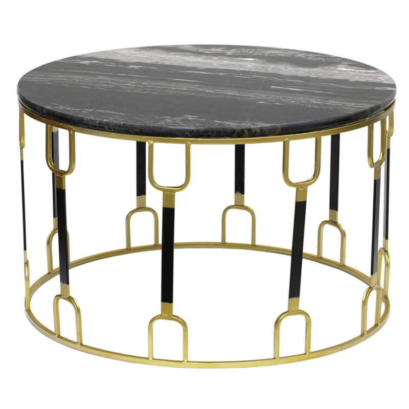 Приставной стол Dorius Side Table black marble Латунь Черный Черный Мрамор Nero в Самаре | Loft Concept 