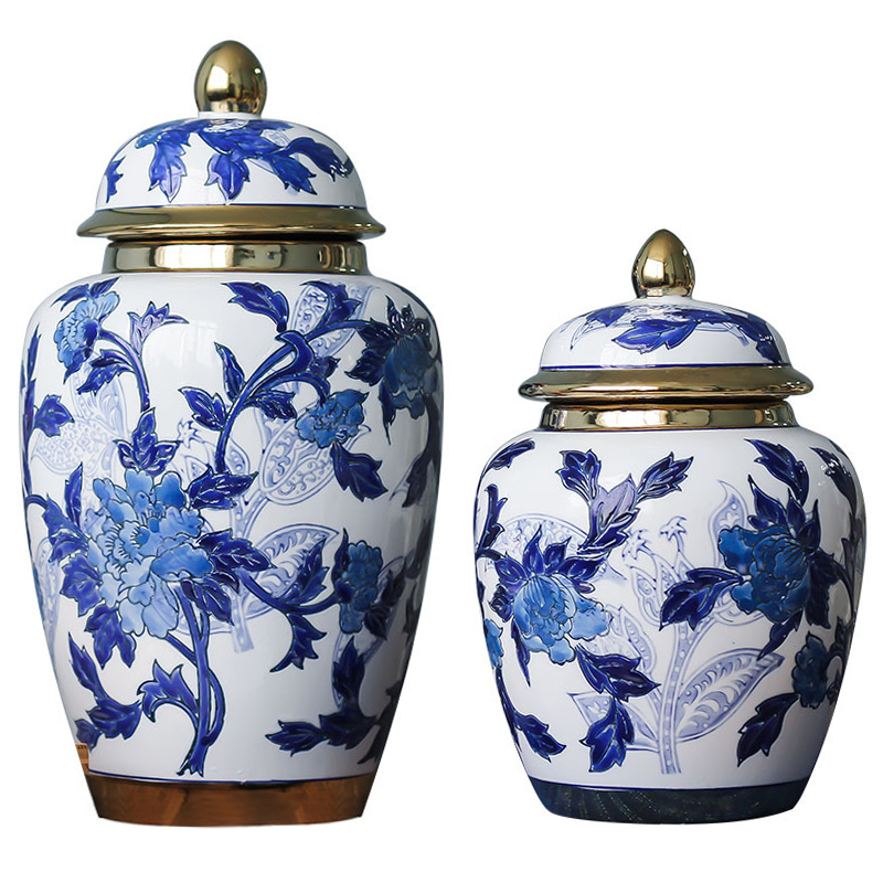 Вазы Porcelain Oriental Blue Ornament Vases Синий Белый Золотой в Самаре | Loft Concept 