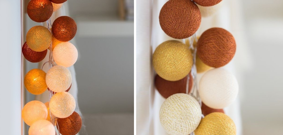 Гирлянда хлопковые фонарики Сotton Ball Gold-Copper - Loft-Concept в Самаре