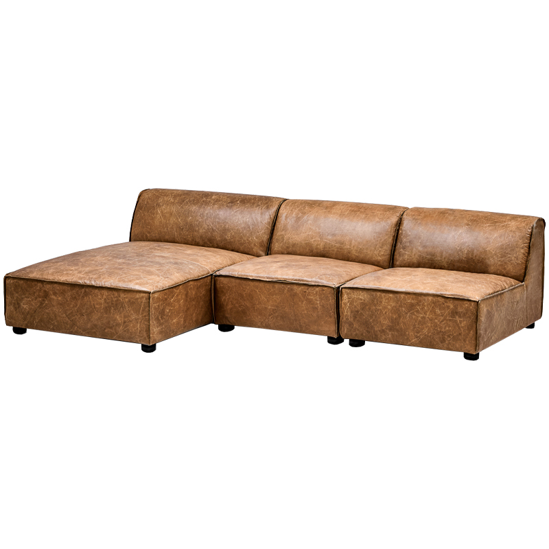 Диван Diehl Leather Sofa Карамель Хром Диван Diehl Leather Sofa Карамель Хром в Самаре | Loft Concept