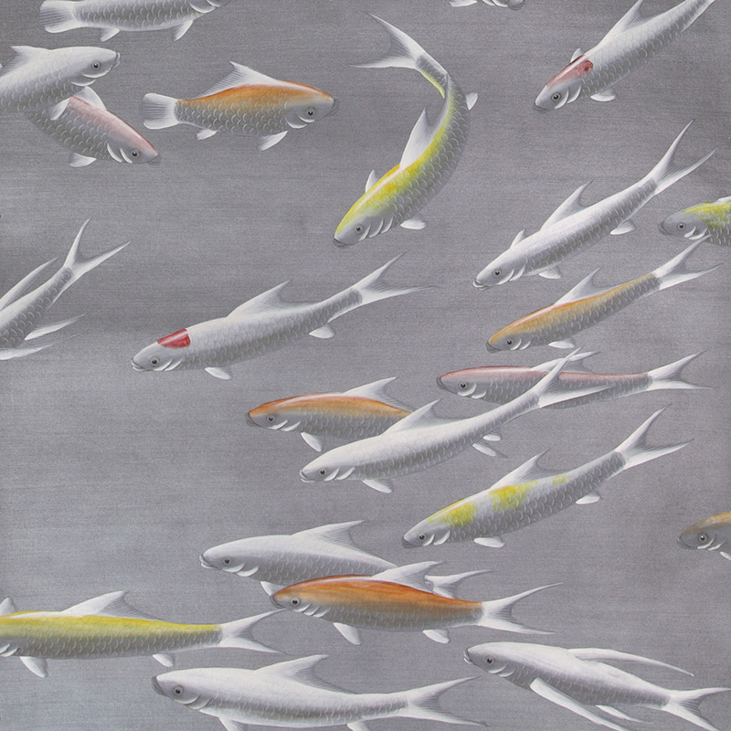 Обои ручная роспись Fishes Koi on Flash metallic Xuan paper  в Самаре | Loft Concept 