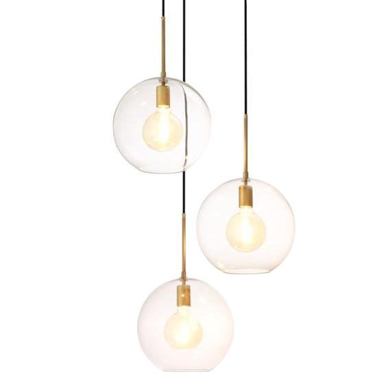 Люстра Chandelier Tango 3 light Латунь Античная полированная Темная бронза Прозрачное Стекло в Самаре | Loft Concept 