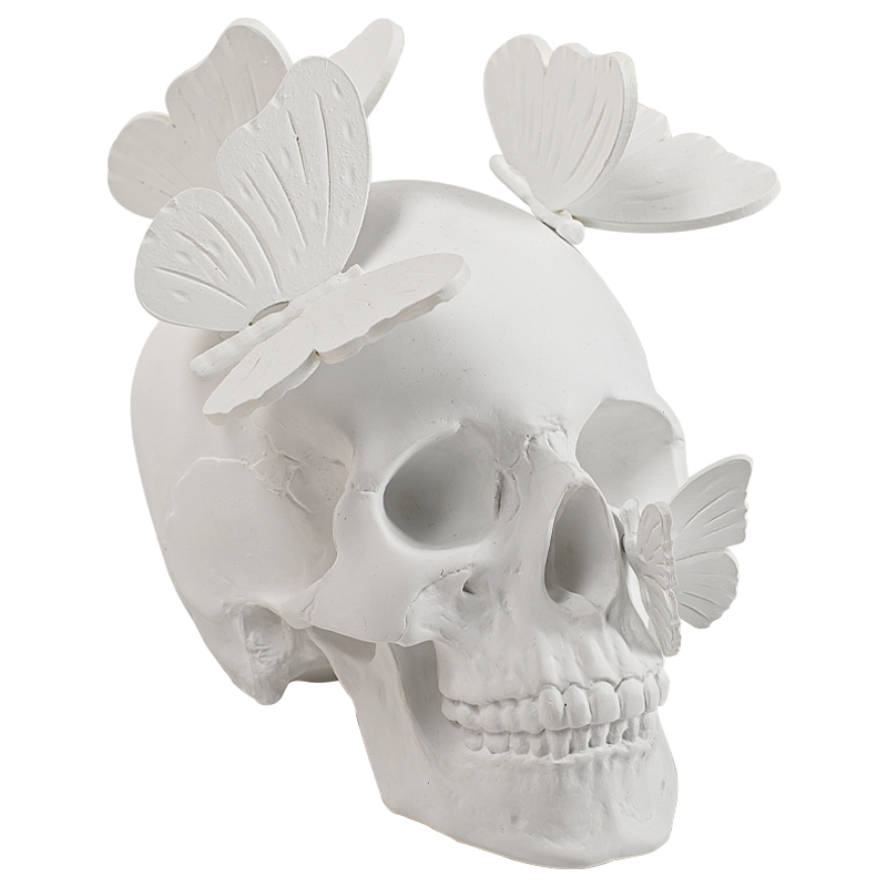 Статуэтка Skull with butterflies white Белый в Самаре | Loft Concept 