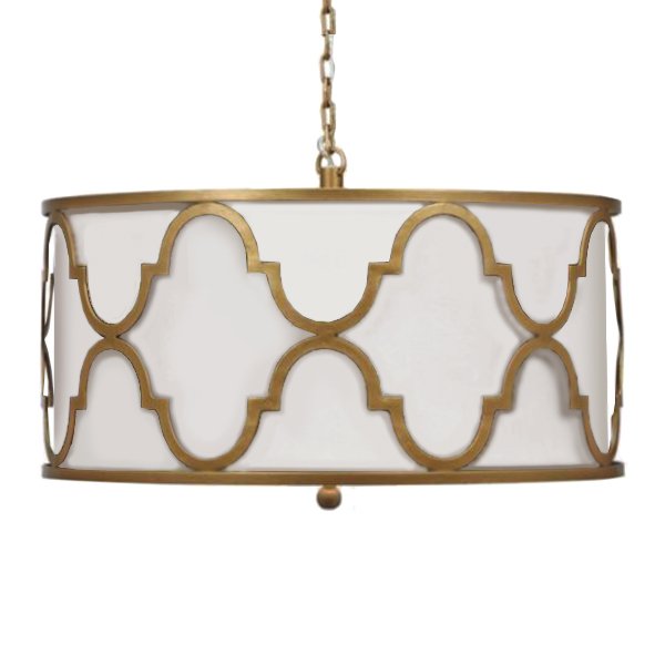 Люстра White Shade Gold Quatrefoil Overlay Drum Pendant  в Самаре | Loft Concept 