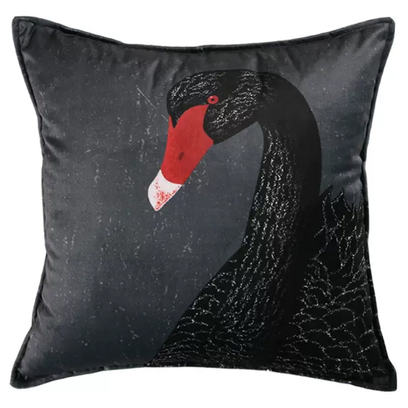 Декоративная подушка Black Swan II Cushion Черная Черный Серый Красный в Самаре | Loft Concept 