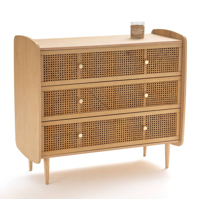 Комод с 3-мя ящиками из плетеного ротанга Aelius Rattan Wicker Chest of drawers Светлый дуб в Самаре | Loft Concept 