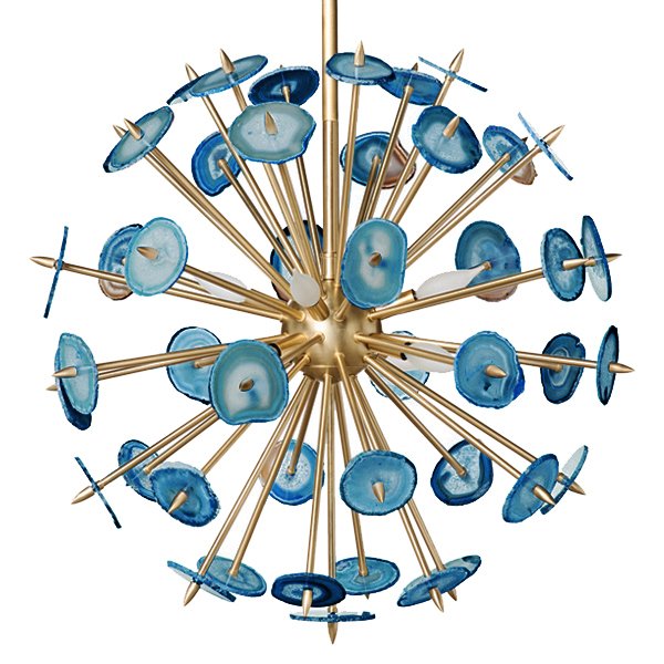  Люстра  Agate Burst Chandelier BLUE с синими агатами Синий Латунь в Самаре | Loft Concept 