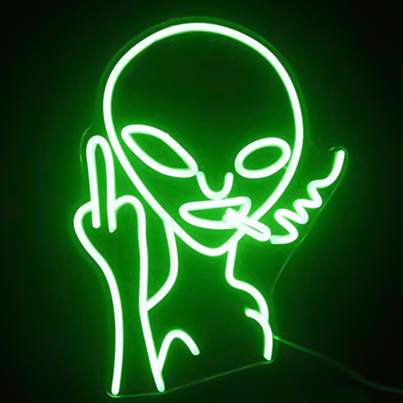 Неоновая настенная лампа Alien Neon Wall Lamp Зеленый Белый в Самаре | Loft Concept 