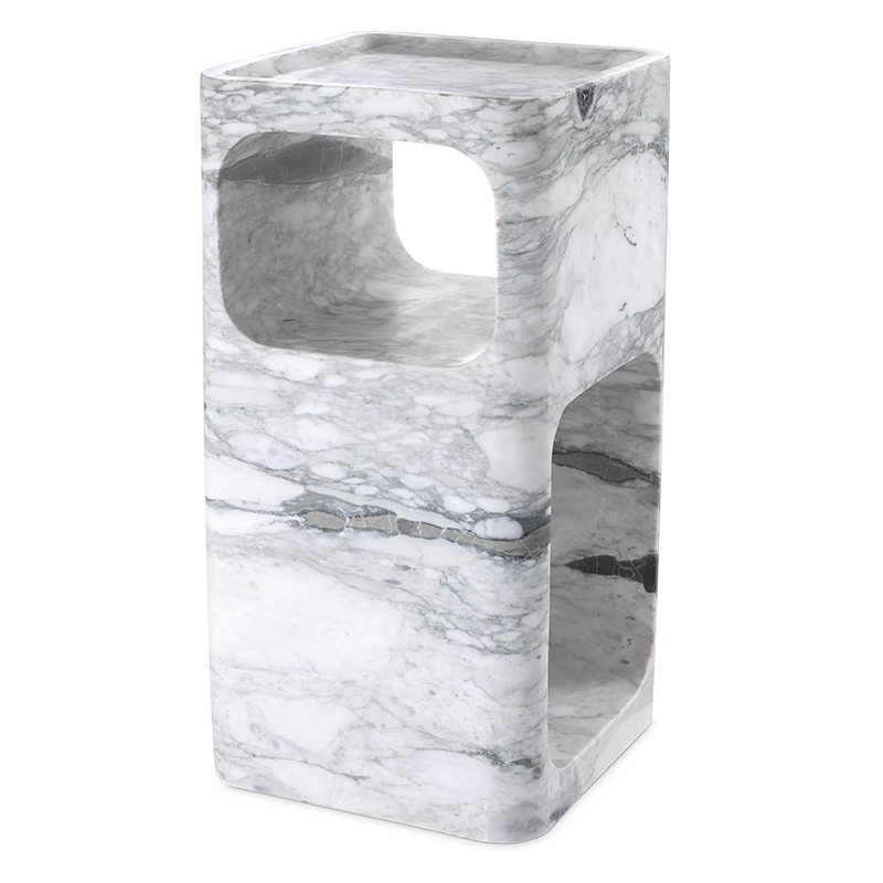 Приставной стол Eichholtz Side Table Adler Marble Белый Мрамор Bianco в Самаре | Loft Concept 