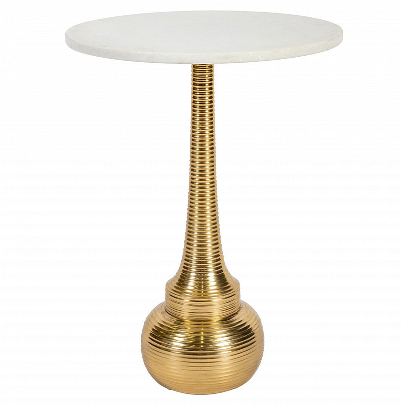 Кофейный стол с белой столешницей из мрамора Table White Marble Белый Золотой Кофейный стол с белой столешницей из мрамора Table White Marble Белый Золотой в Самаре | Loft Concept