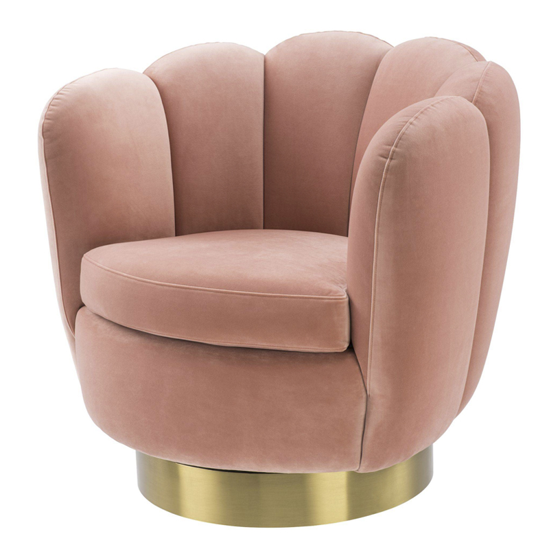 Кресло Eichholtz Swivel Chair Mirage nude Розовый пастельный Матовая латунь в Самаре | Loft Concept 