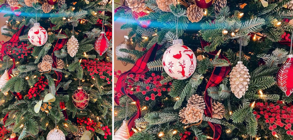 Дизайнерская Елка Украшенная Золотым и Белым декором Pine Cones and Red Decor - Loft-Concept в Самаре