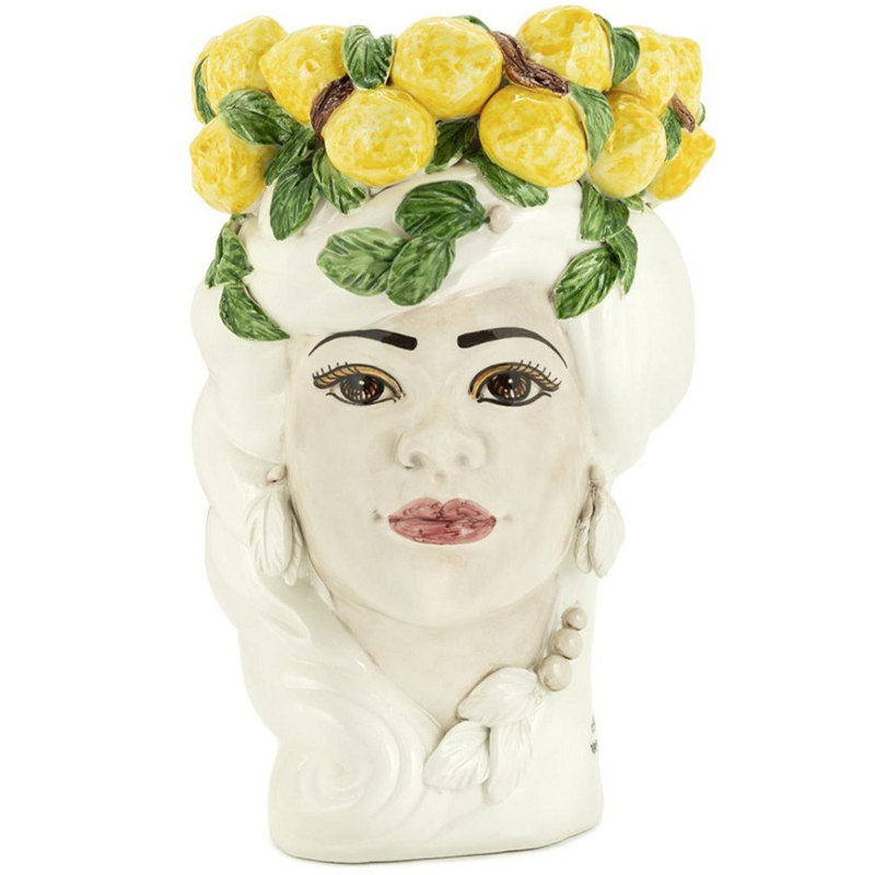 Ваза Vase Lemon Head Lady White Белый Желтый Зеленый в Самаре | Loft Concept 