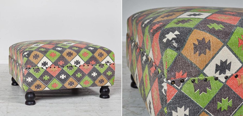 Пуф с зеленым орнаментом KELIM Pattern Пуф с зеленым орнаментом KELIM Pattern - Loft-Concept в Самаре