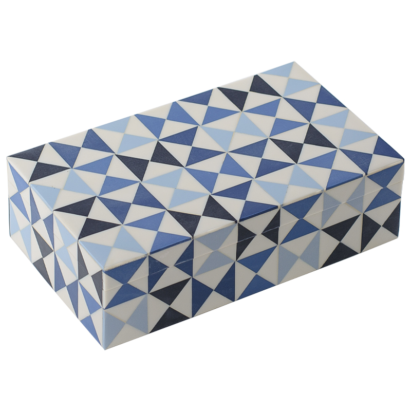 Шкатулка Small Triangles Blue Bone Inlay Box Голубой Синий Белый в Самаре | Loft Concept 