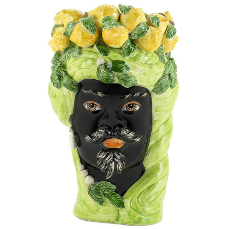 Ваза Vase Lemon Head Man Lime Салатовый Желтый Черный в Самаре | Loft Concept 