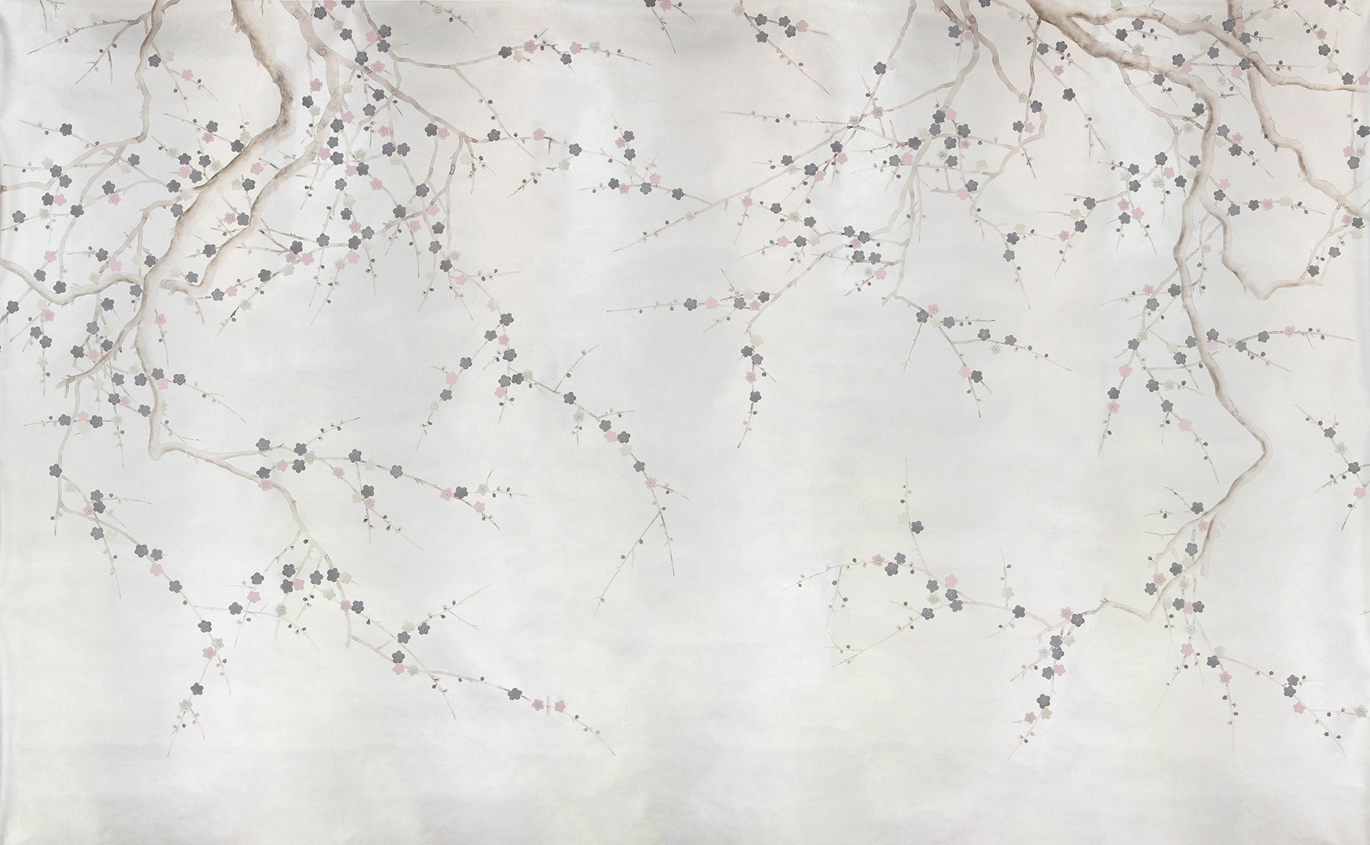 Обои ручная роспись Plum Blossom Colourway SC-233 on Sterling Silver gilded silk Обои ручная роспись Plum Blossom Colourway SC-233 on Sterling Silver gilded silk - постер Loft-Concept в Самаре