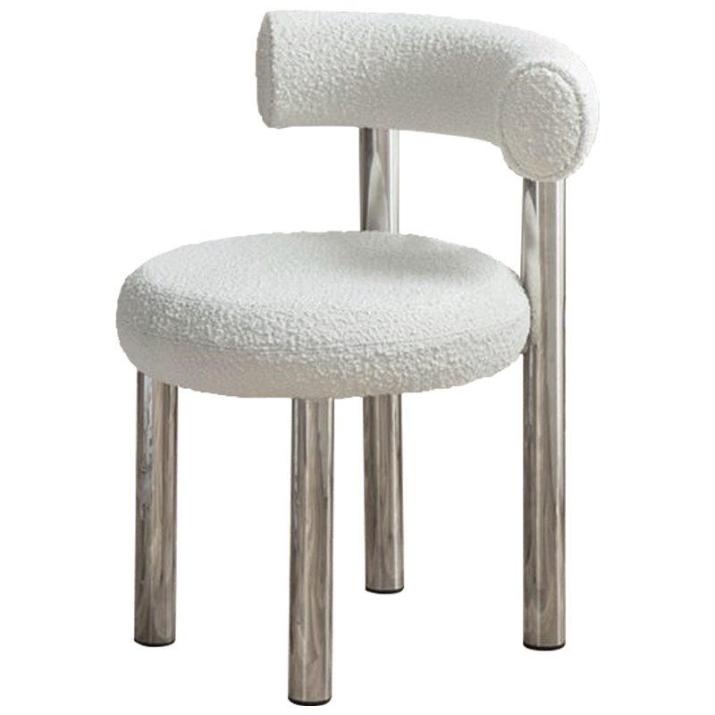 Стул Ellias White Boucle Chair Белый Хром в Самаре | Loft Concept 