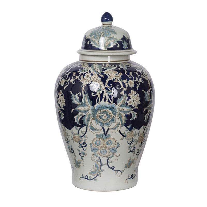 Ваза с крышкой Blue & White Ornament Vase 59 Белый Синий в Самаре | Loft Concept 