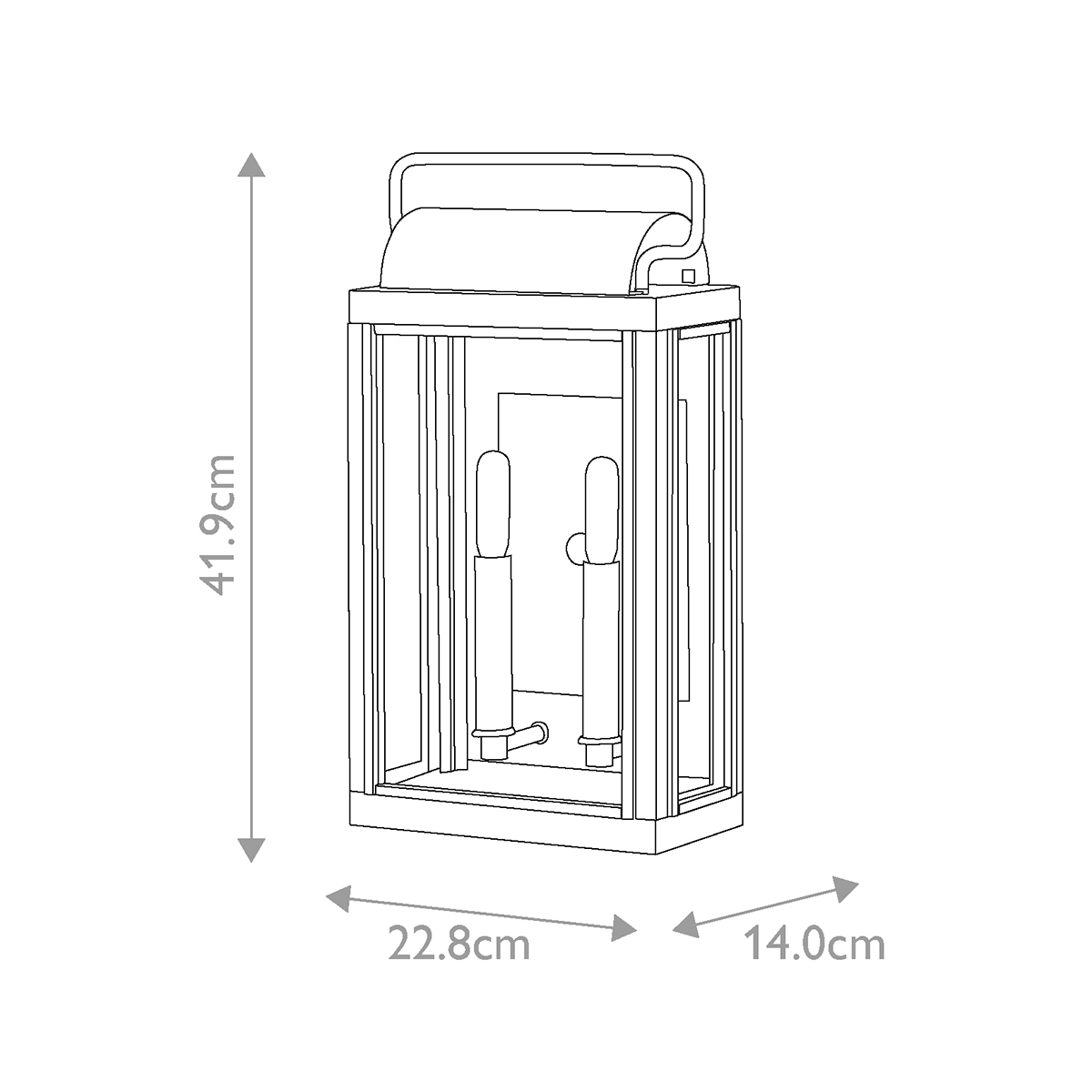 Настенный фонарь прямоугольной формы цвета состаренная латунь с двумя лампами Hinkley в Самаре