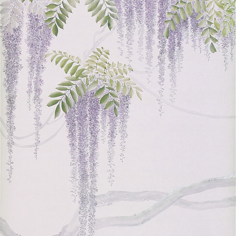 Обои в японском стиле Wisteria Lavender on Lilac Mica metallic Xuan paper  в Самаре | Loft Concept 