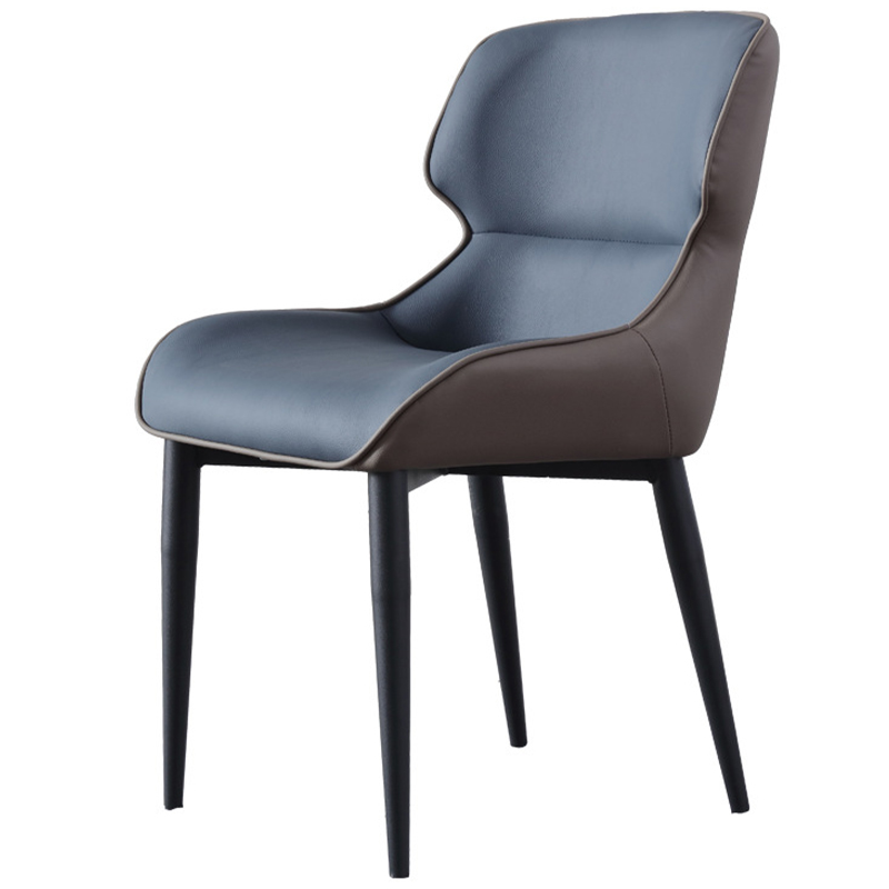 Стул с кожаной двухцветной обивкой Obrien Chair Blue and Grey Синий Серый Черный в Самаре | Loft Concept 