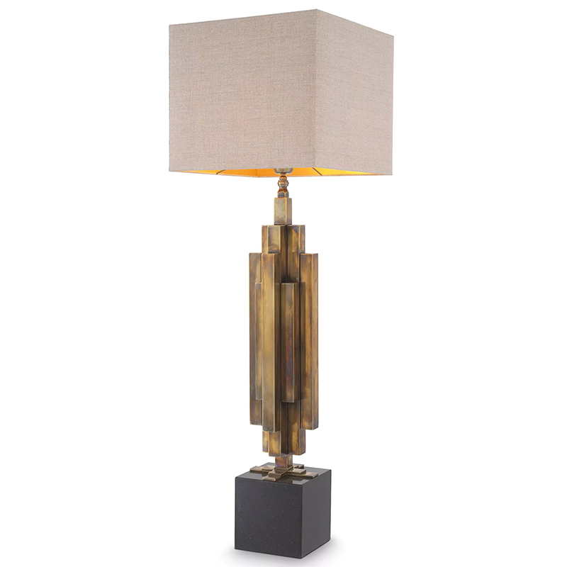 Настольная лампа Eichholtz Table Lamp Ellis Brass Черный Винтажная латунь Бежево-серый в Самаре | Loft Concept 