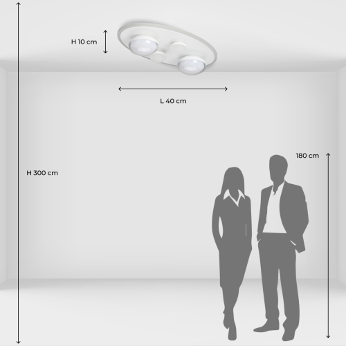 Потолочный светильник овальной формы белого цвета с 4-мя лампами Lunar Pebbles в Самаре