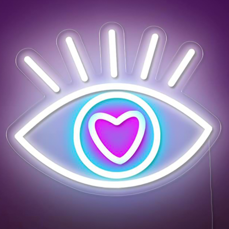 Неоновая настенная лампа Lucky Eye Neon Wall Lamp Белый Бирюзовый Розовый Прозрачный в Самаре | Loft Concept 