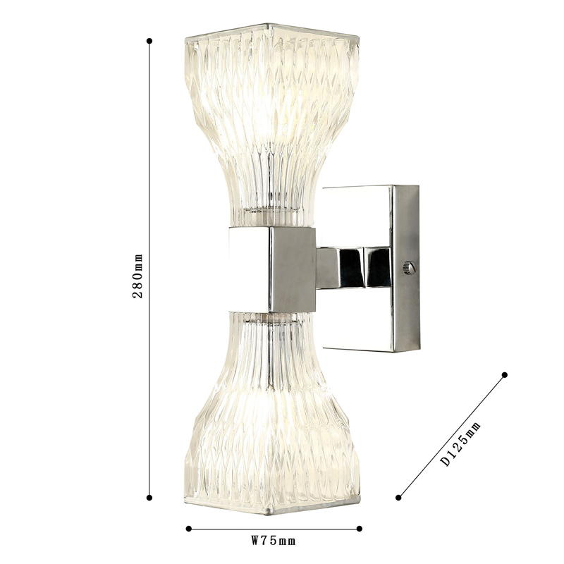 Бра с двумя плафонами из рельефного стекла GLASS HORN Chrome в Самаре