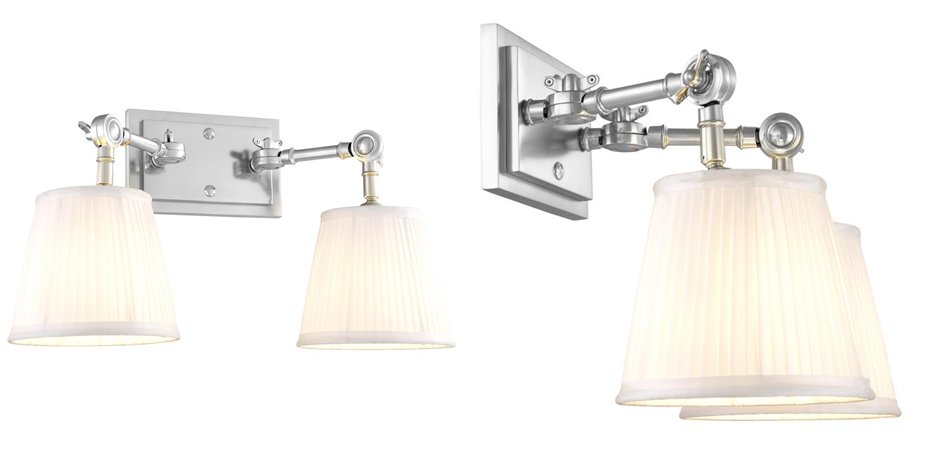 Бра Wall Lamp Wentworth Double Nickel+White Бра Wall Lamp Wentworth Double Nickel+White - Loft-Concept в Самаре