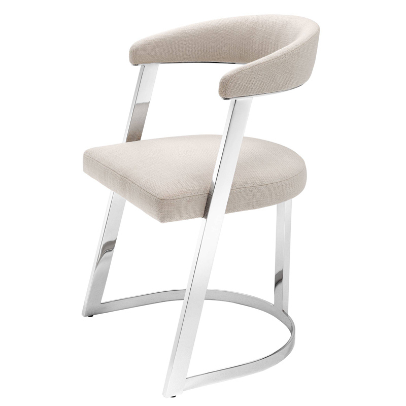 Стул Eichholtz Dining Chair Dexter Nickel Бежевый Никель в Самаре | Loft Concept 