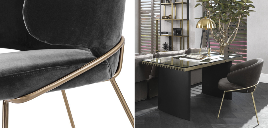 Стул Eichholtz Dining Chair Kinley dark grey Стул Eichholtz Dining Chair Kinley dark grey - Loft-Concept в Самаре