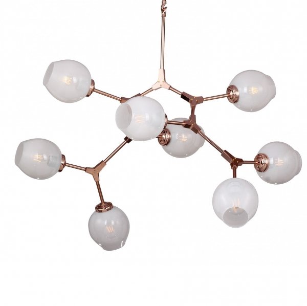 Люстра Branching Bubble Chandelier 8 Milk Молочный Медь в Самаре | Loft Concept 