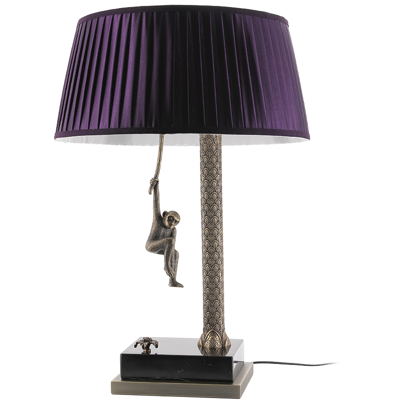 Настольная лампа Джунгли Table Lamp Jungle Purple Латунь Античная полированная Черный Мрамор Nero Пурпурно-фиолетовый в Самаре | Loft Concept 