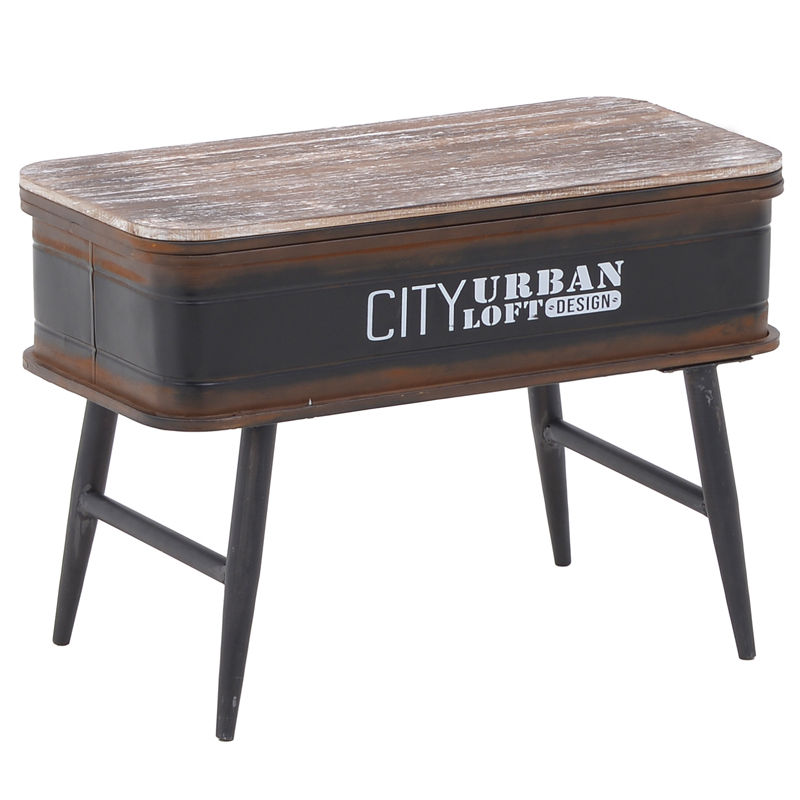 Приставной стол City Urban Loft Design Table black Коричневый винтаж Винтажный черный в Самаре | Loft Concept 