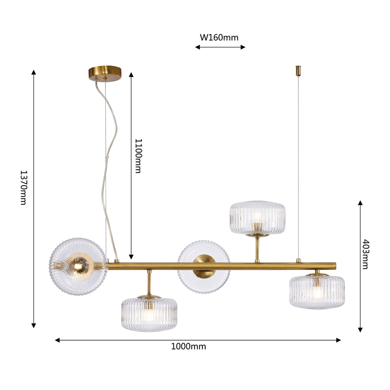 Люстра Blown Glass с прозрачными рельефными плафонами в Самаре