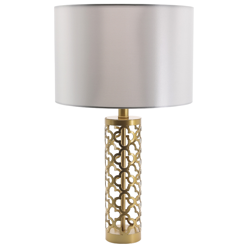 Настольная лампа Arabesque Quatrefoil Drum Table Lamp Золотой Серый в Самаре | Loft Concept 