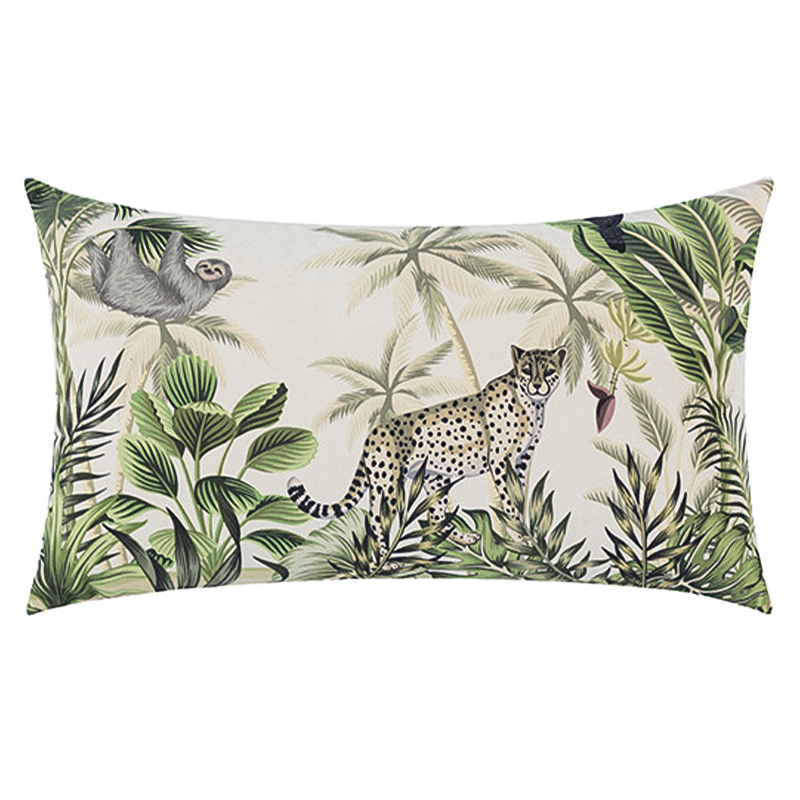 Декоративная подушка Rainforest Animals Cushion Бежевый Зеленый Серый в Самаре | Loft Concept 