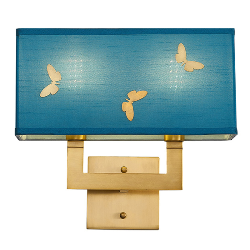 Бра с бабочками Butterflies Blue Background Wall Lamp 2 Латунь Бирюзовый в Самаре | Loft Concept 