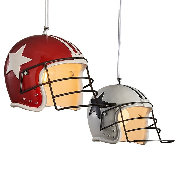 Подвесной светильник Sport Helmet Pendant Белый Красный в Самаре | Loft Concept 