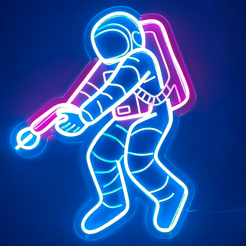 Неоновая настенная лампа Astronaut Neon Wall Lamp Синий Лиловый в Самаре | Loft Concept 